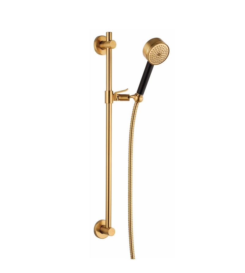 Brass sliding rail with hand shower and flexible brushed brass finish Mamoli Gio Ponti 0000FN14000G