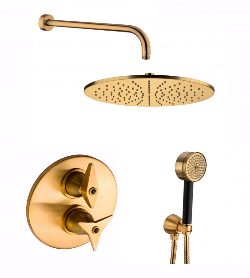 Complete shower kit, round model, brushed brass colour Mamoli Gio Ponti KITGIOG1