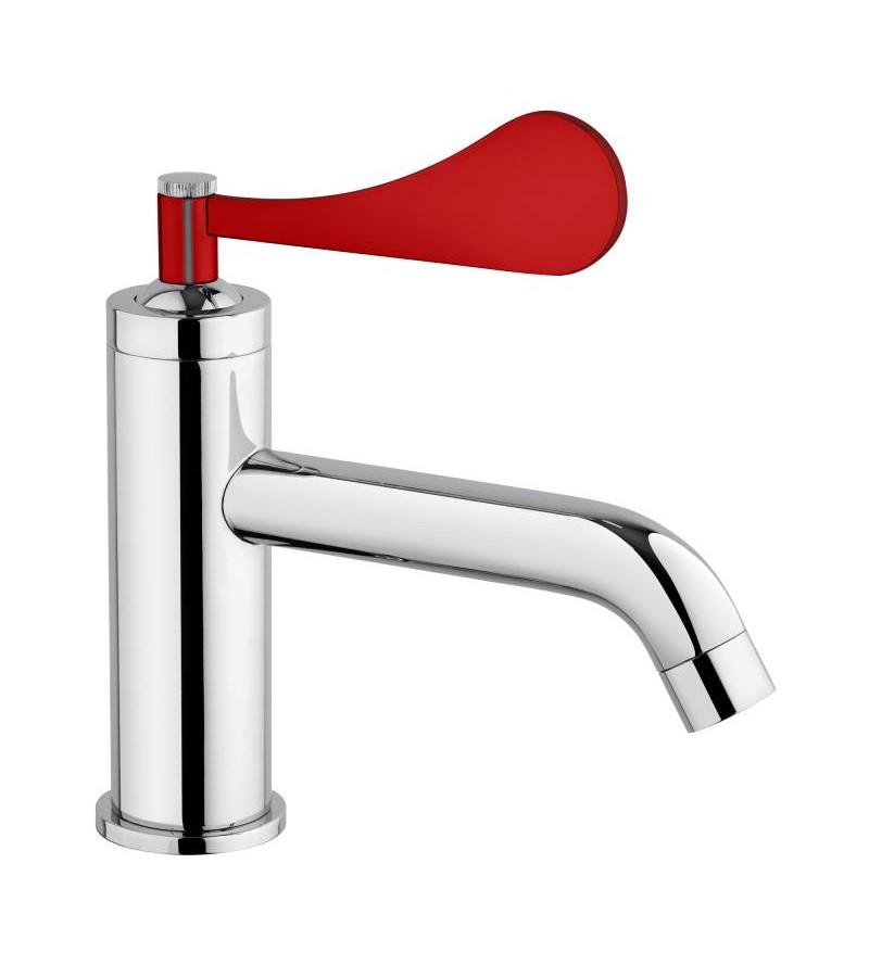 Miscelatore lavabo con bocca lunga 150 mm e maniglia rossa Mamoli Paola&TheBathroom 4943S1500C01