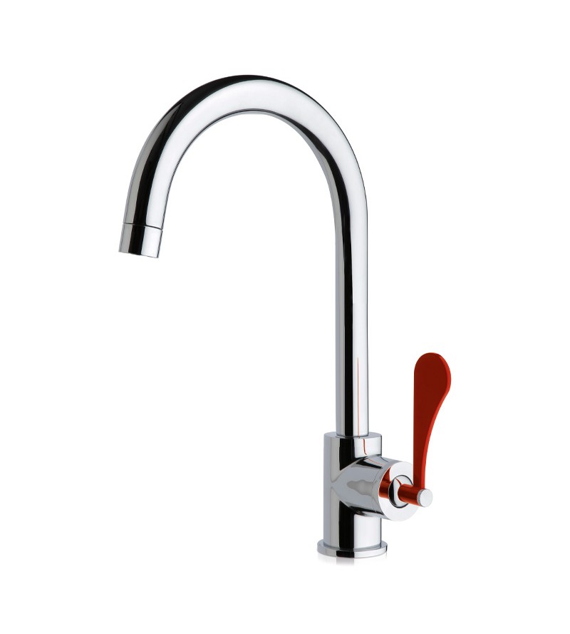 Single-lever kitchen sink mixer with adjustable spout and red lever Mamoli Paola&TheKitchen 794100000C01