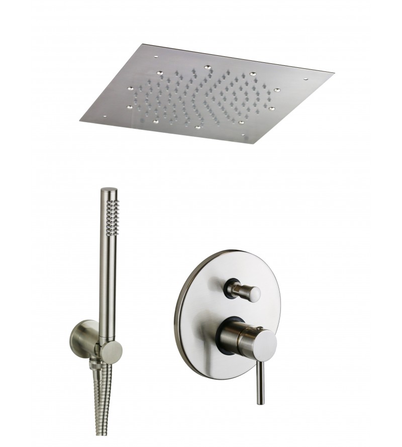 Shower kit in brushed nickel color with ceiling shower head Pollini Jessy C420145255NS