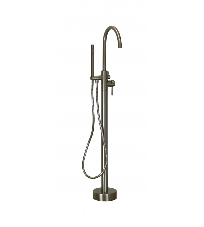 Floor-standing bathtub mixer in brushed steel colour Pollini Jessy CL2166CC3NS