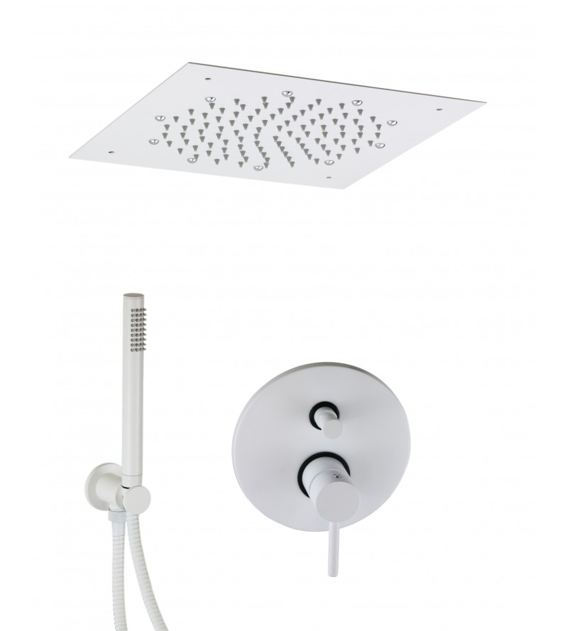 Shower kit in matt white color with ceiling shower head Pollini Jessy C420145255BO