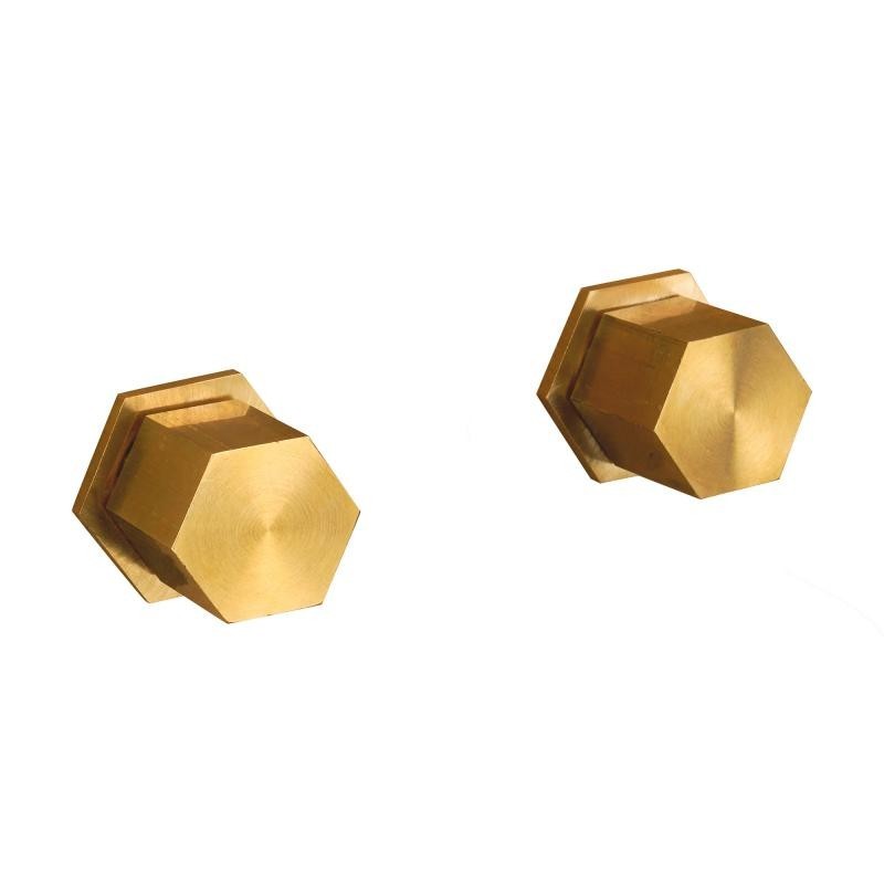 Pair of built-in straight taps in natural brass hexagonal model Mamoli Hexagonal 255500000027
