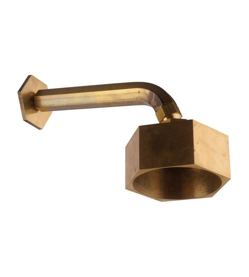 Natural brass shower head and arm hexagonal model Mamoli Hexagonal 000008260027