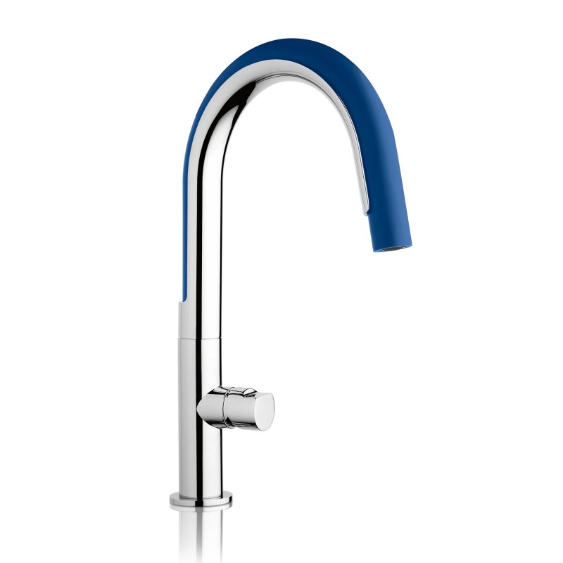 Single lever kitchen sink mixer with blue silicone hand shower Mamoli Cook 740800000B01