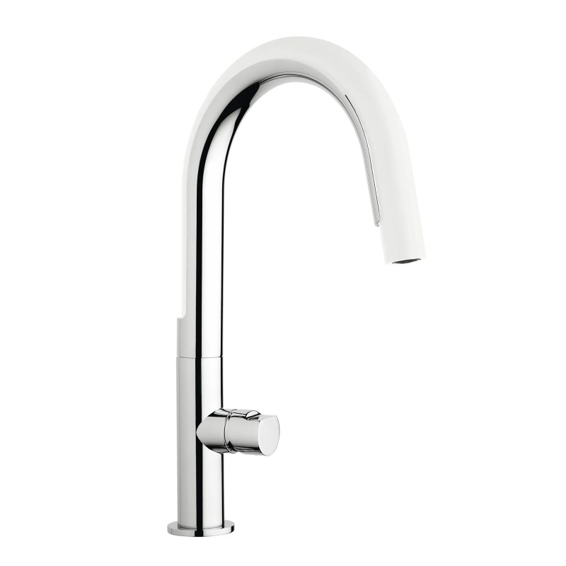 Single lever kitchen sink mixer with white silicone hand shower Mamoli Cook 740800000J01