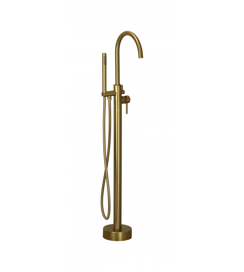 Bathtub mixer column for floor installation in brushed gold colour Pollini Jessy CL2166CC3OS