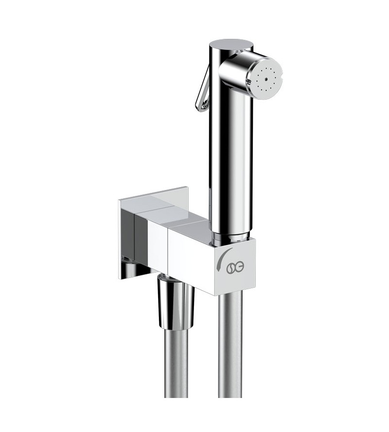 Brass Hygienic  hydro brush " SQUARE DUAL  2 jets shower set  with water connection and integrated tap INGENIUS SG521