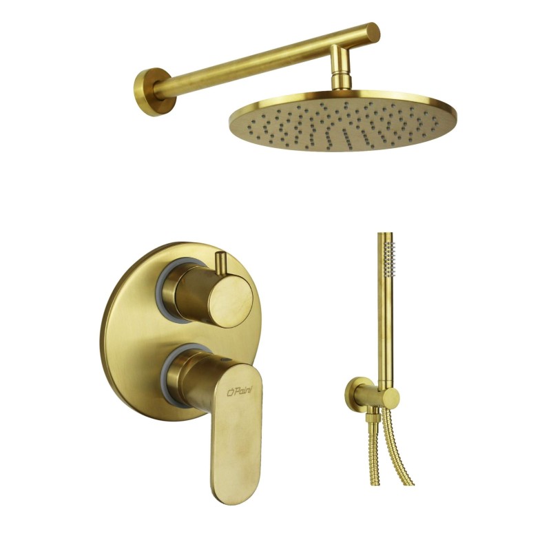 PVD brushed gold shower kit complete with built-in Paini Domus 18PJ433D