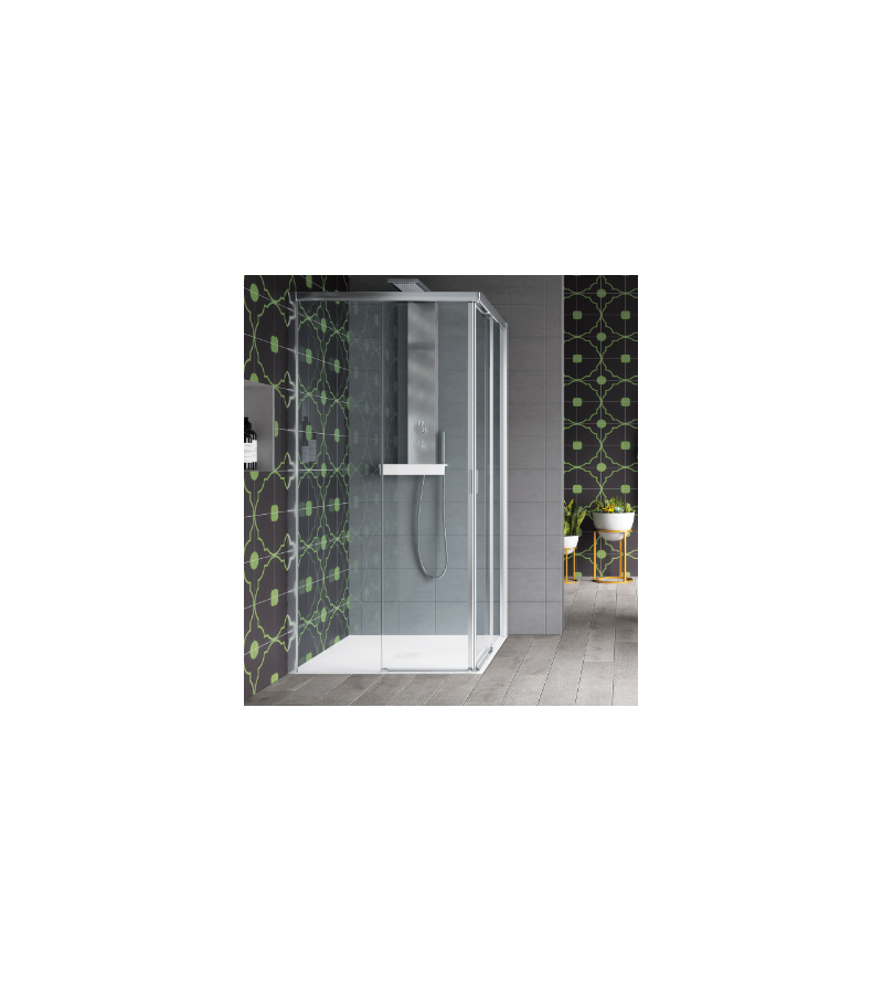 Corner shower enclosure 70 x 70 cm chrome profiles 2 sliding doors Samo America 4 SP B6313ULUTR