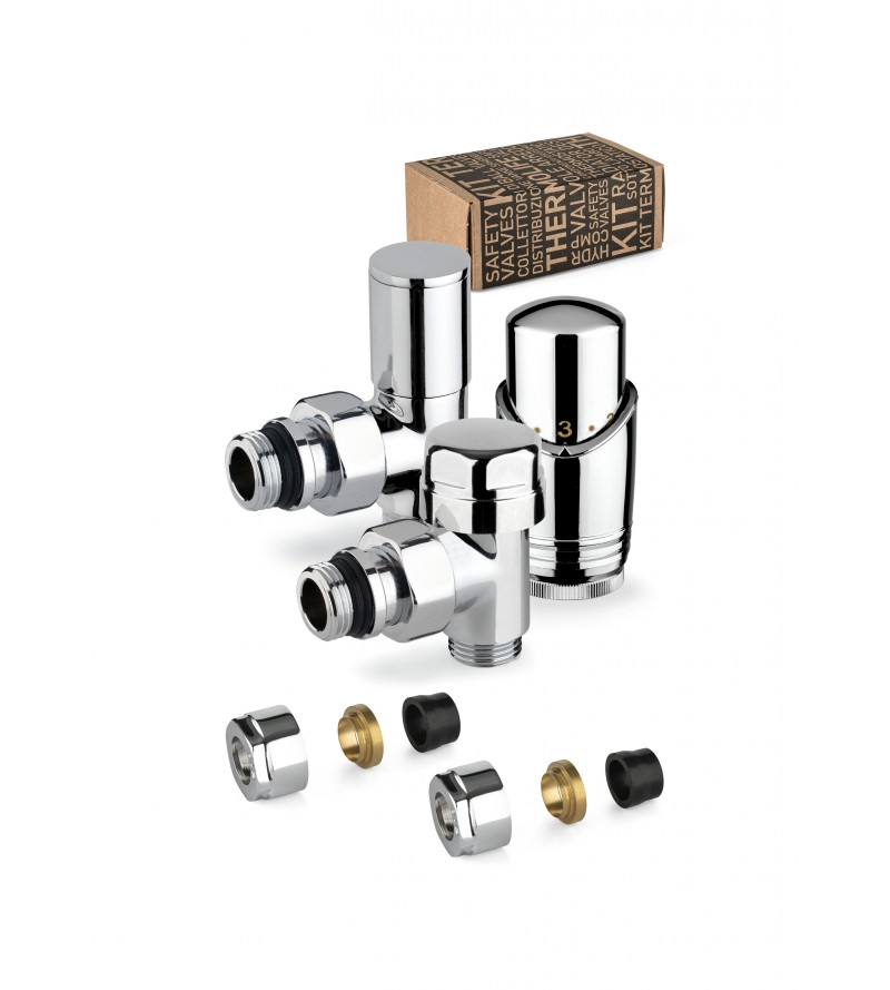 Chrome-coloured thermostatic furnishing valve kit with copper pipe connection APM 100KC 015 R 12