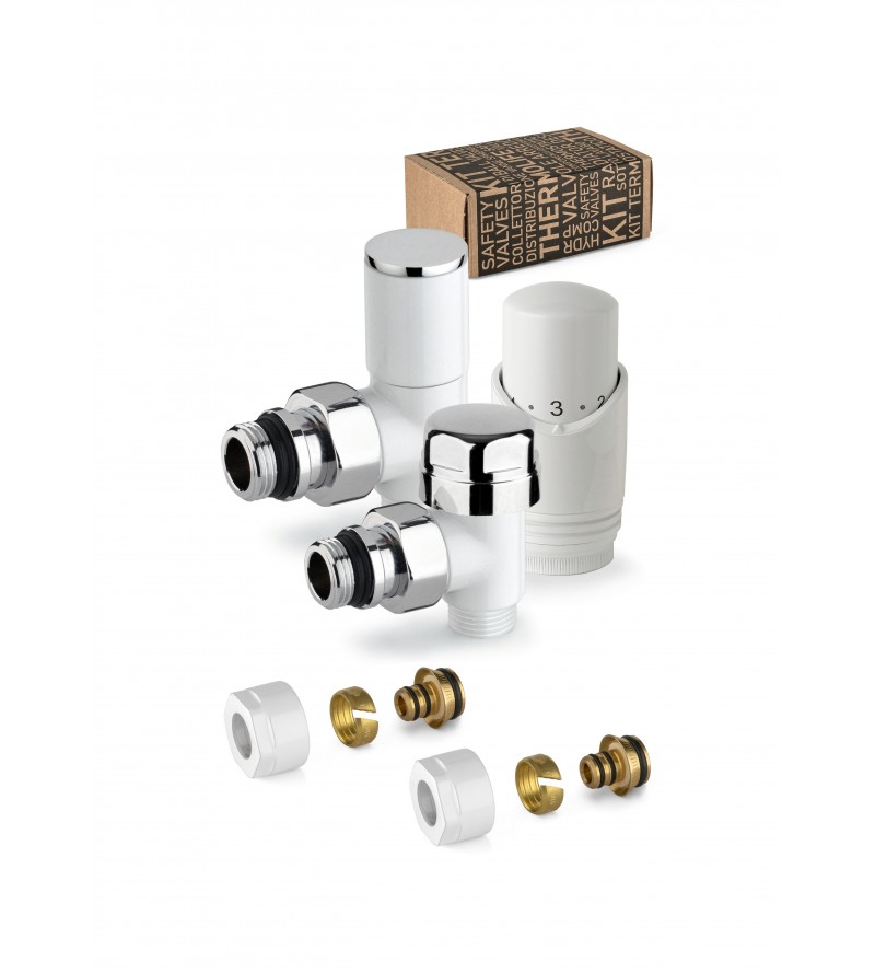 White thermostatic furnishing valve kit with connection for multilayer pipe APM 100KB 015 M 16 12