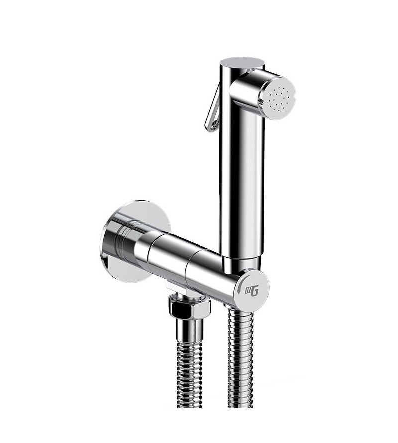 Brass chrome plated hygienic INGENIUS kit with water outlet and integrated tap IG740R