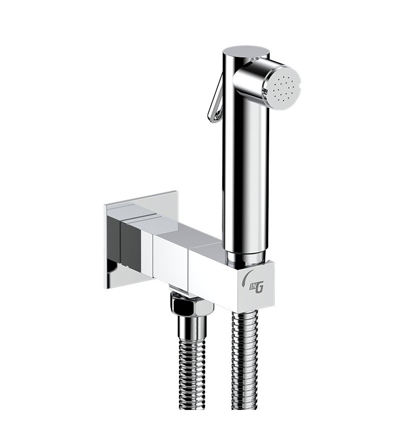 Brass chrome plated hygienic shower INGENIUS kit with water outlet and integrated tap IG840S