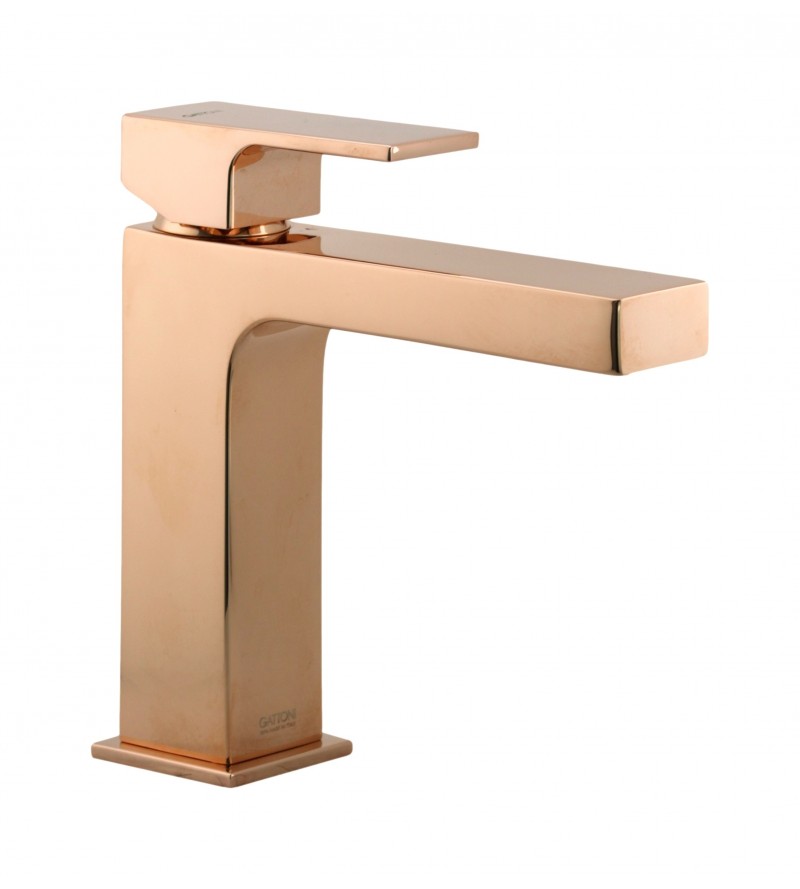 Miscelatore lavabo modello quadro oro rosa Gattoni SQUARE 2582/25RS