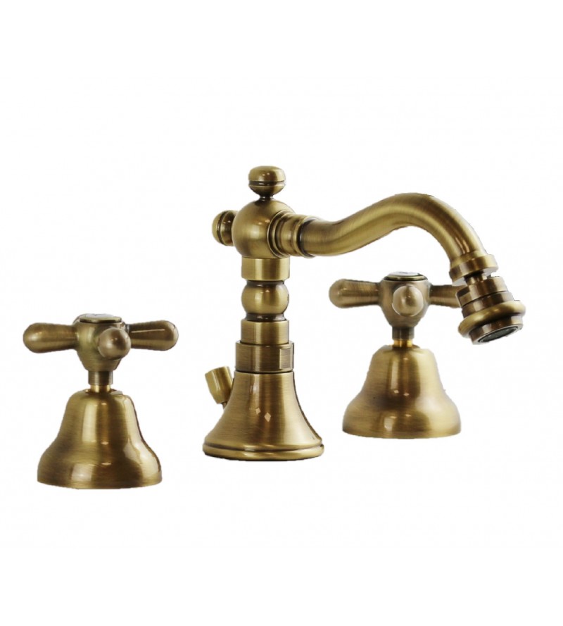 3-hole bidet tap with bronze-coloured spout RESP Old America ART.179.174