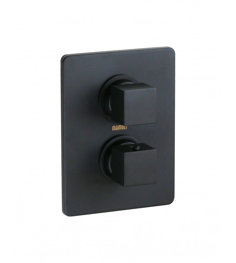 External part for 2-way thermostatic shower mixer square model, matt black color Mamoli Mendini 3248PE00000K