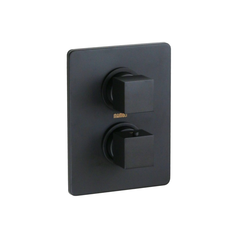 Partie extérieure pour mitigeur thermostatique de douche 2 voies modèle carré, couleur noir mat Mamoli Mendini 3248PE00000K