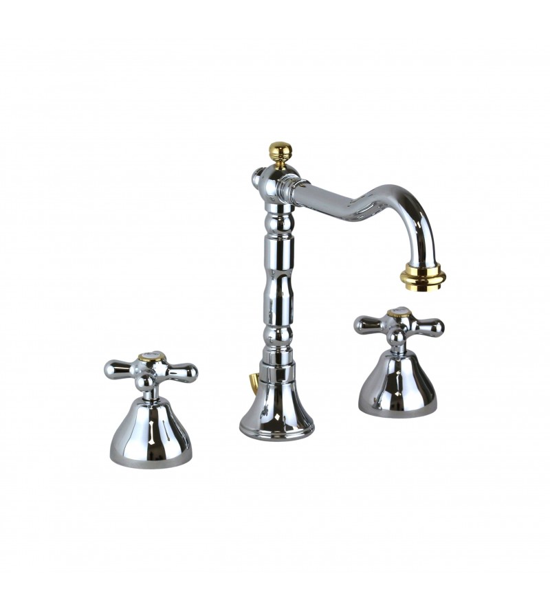 3-hole sink tap with high spout, chrome-gold colour Resp Old America ART.69.124