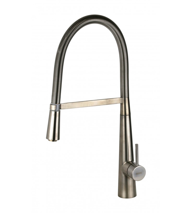 Kitchen sink mixer with adjustable spring spout in brushed steel colour Mamoli Pico 7240M000000F