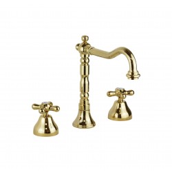 3 hole sink tap with gold...