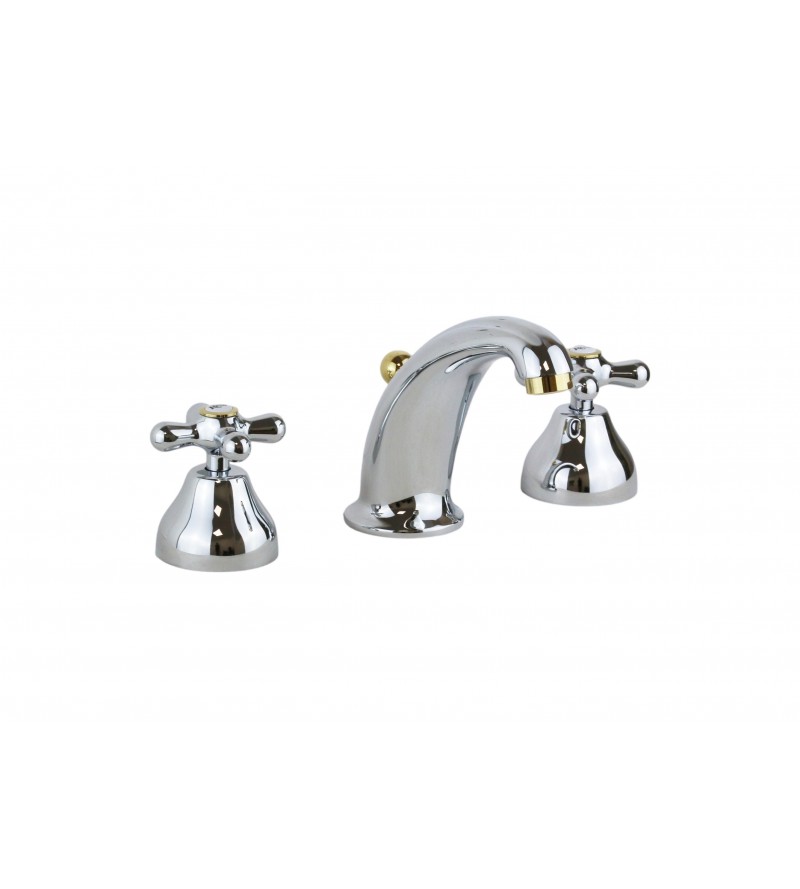 Double lever 3-hole basin tap, chrome-gold colour Resp Old America ART.69.120