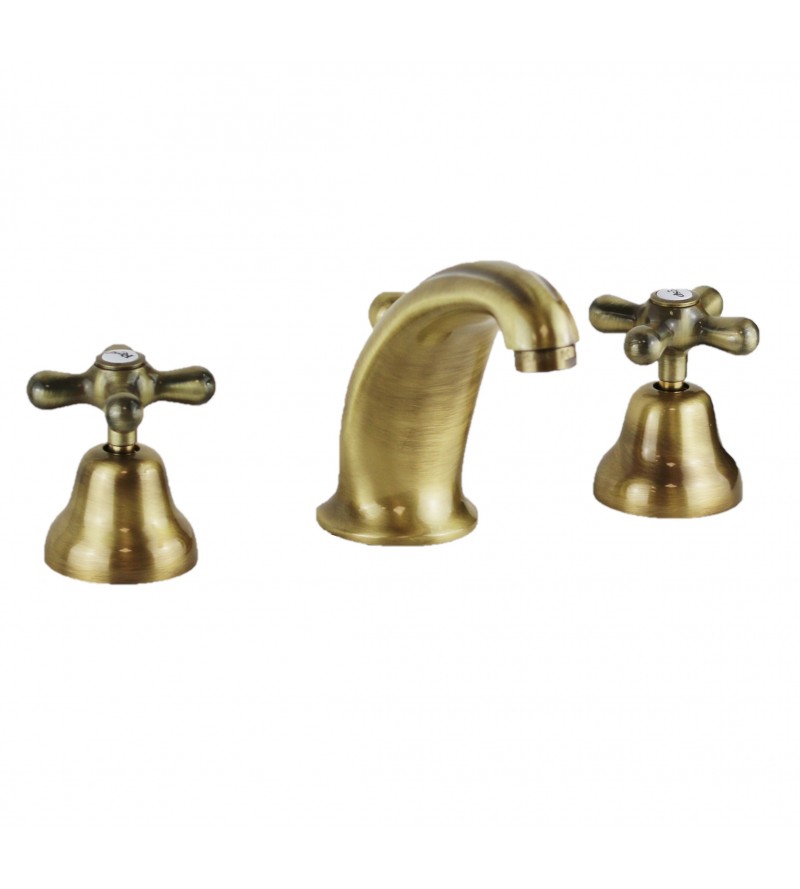 Grifo para lavabo de doble palanca y 3 orificios en color bronce Resp Old America ART.179.120