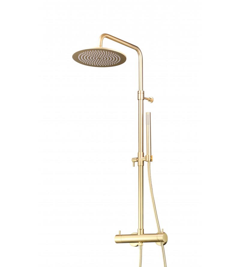 Mechanical shower column round model in brushed gold color Pollini Jessy 40P10264B0OS