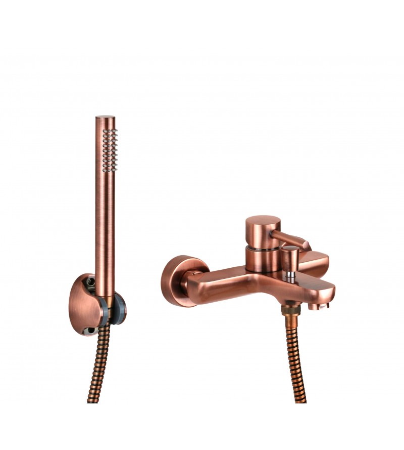 Copper colored bathtub mixer with shower set Pollini Acqua Desingn Jessy MXVAMCMMCRA