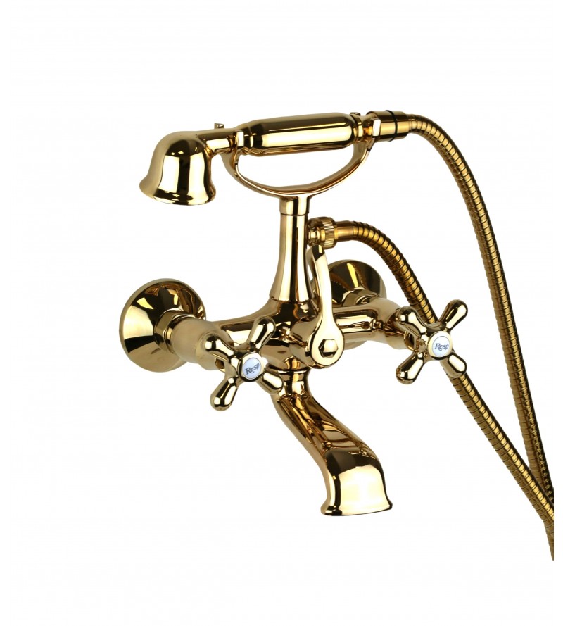 Double lever bathtub tap, wall-mounted installation, gold colour Resp Old America ART.19.011