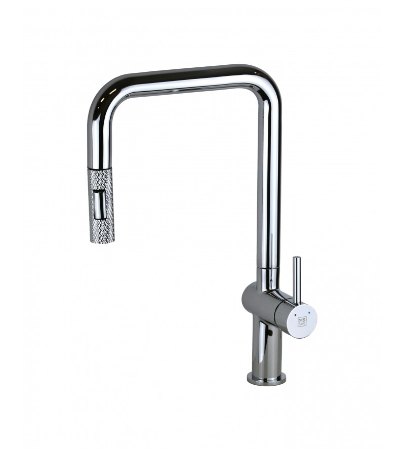 Chrome kitchen sink mixer with extractable shower MS Taps Hollis C003BCEC