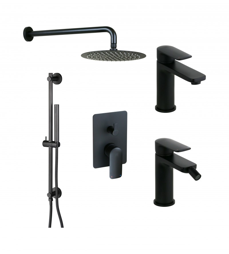 Complete bathroom kit with bidet sink mixer and matt black shower kit MS Taps Yana KITYANA2