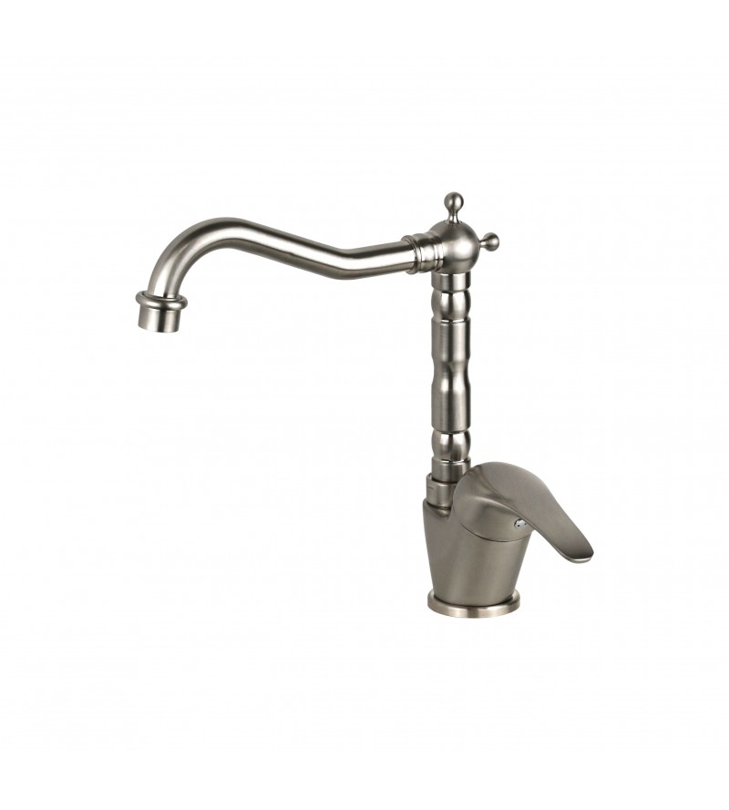 Brushed steel color kitchen mixer with adjustable spout Pollini England MXBMC5TR3NS