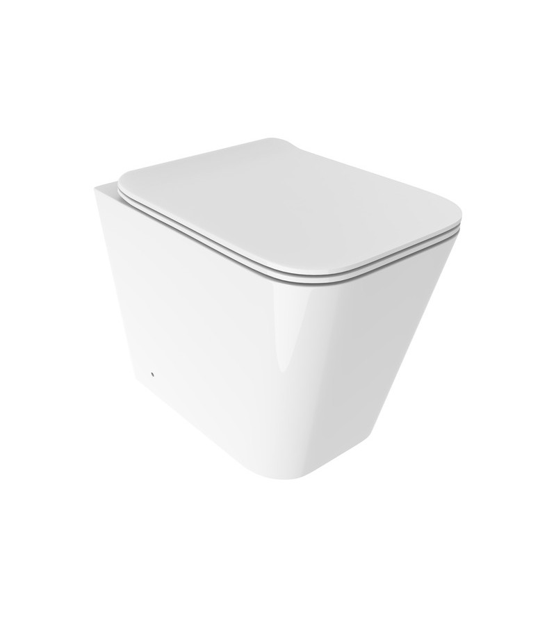 Stand-WC bündig mit der Wandinstallation aus glänzend weißer Keramik Ercos Wave BCWAVLVASO0003