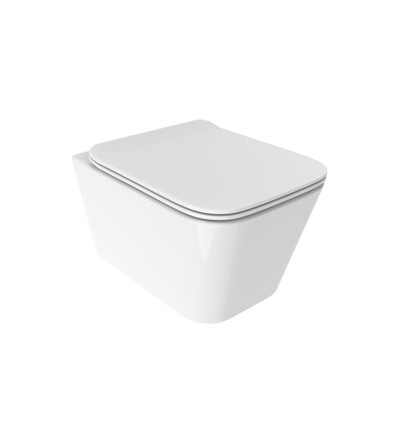 Wand-WC in glänzendem Weiß mit SoftClose-WC-Sitz Ercos Wave KITBCWAVLVASO0004