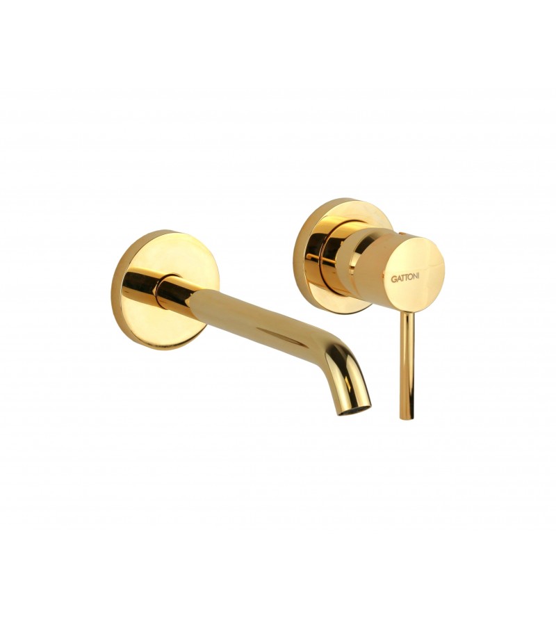 Wall-mounted basin mixer in gold colour Gattoni Easy 2337/23D0