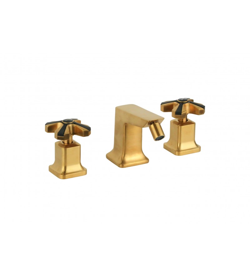 3-hole bidet mixer in brushed brass color with click-clack waste Mamoli 1938 55380000065G