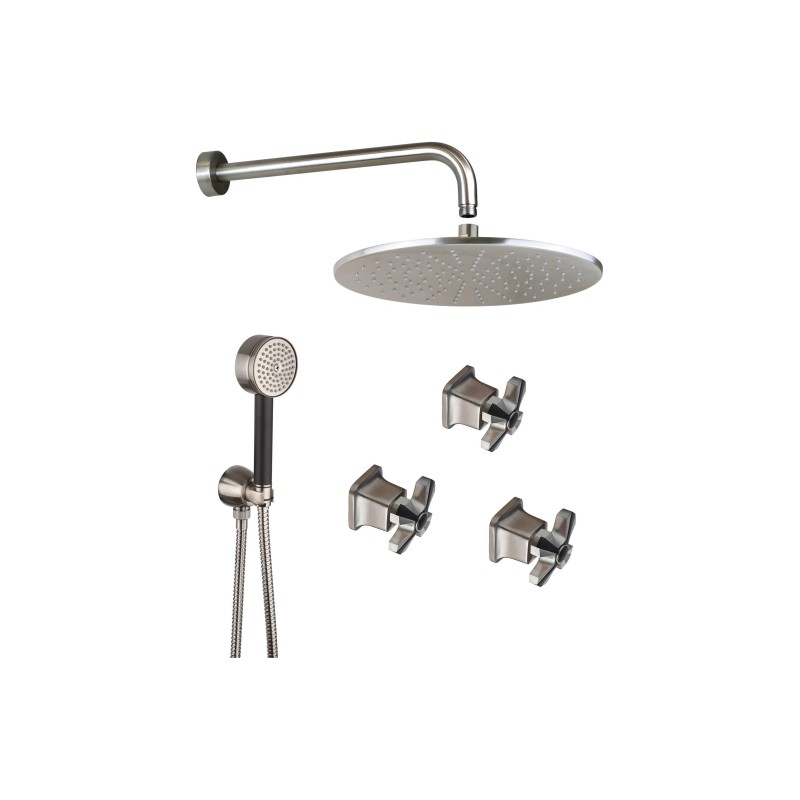 Shower composition in brushed steel 3 handles Mamoli 1938 KIT1938F2