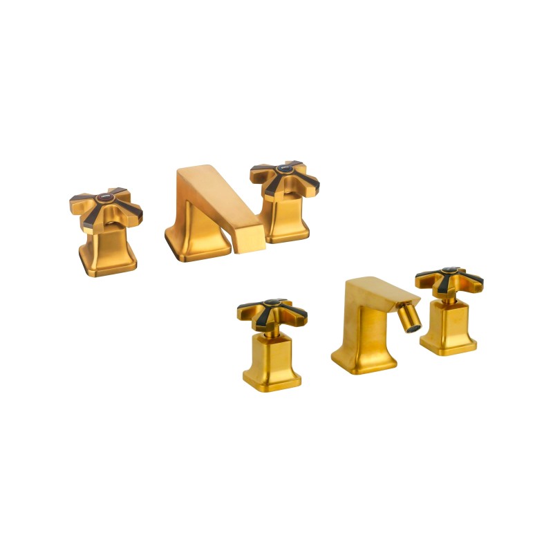 3-hole washbasin and bidet set in brushed brass color Mamoli 1938 KIT1938G4
