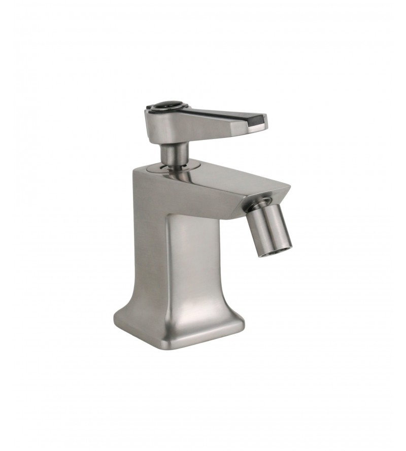 Single hole bidet mixer in brushed steel color with click-clack waste Mamoli 1938 51380000065F