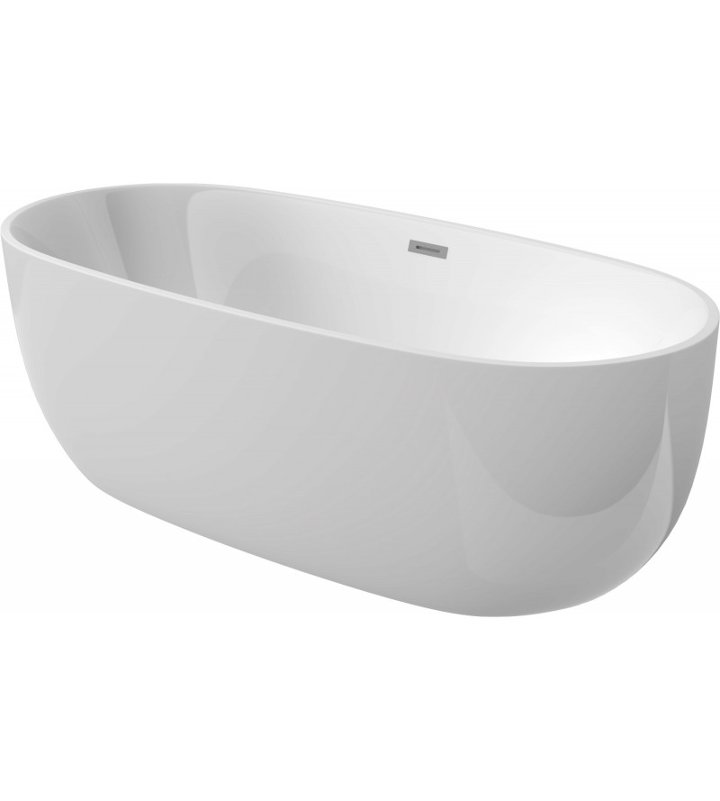 Freistehende Badewanne aus Acryl, ovales Modell 150 cm, glänzend weiß EKOMAT ALPINA KDU_015W