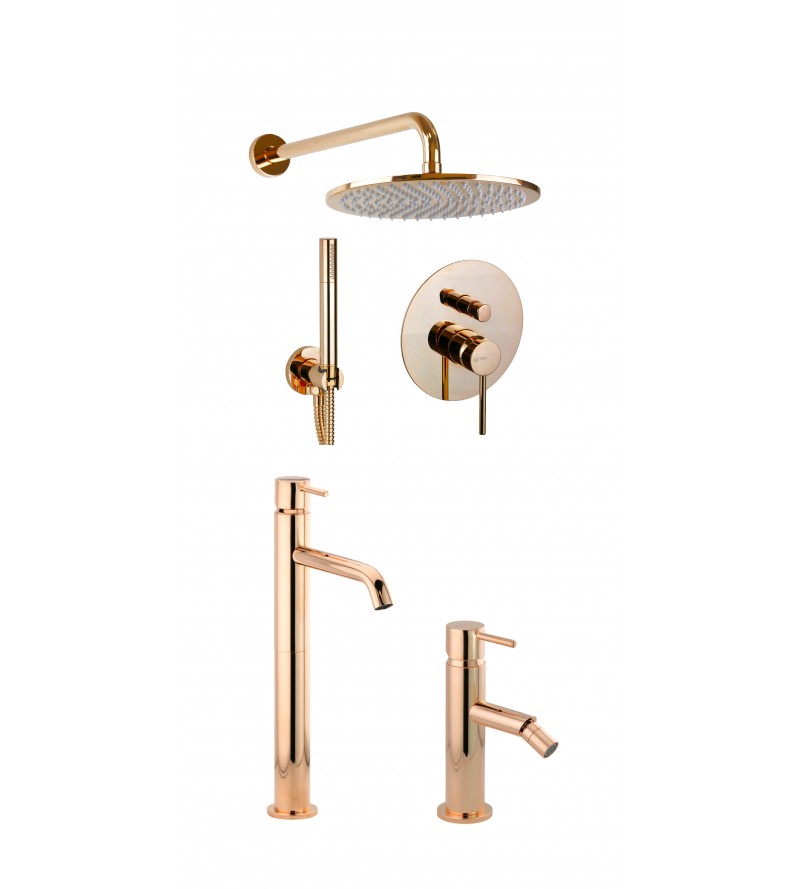 Bathroom set in rose gold color with shower kit Gattoni Easy KITEASYRS5