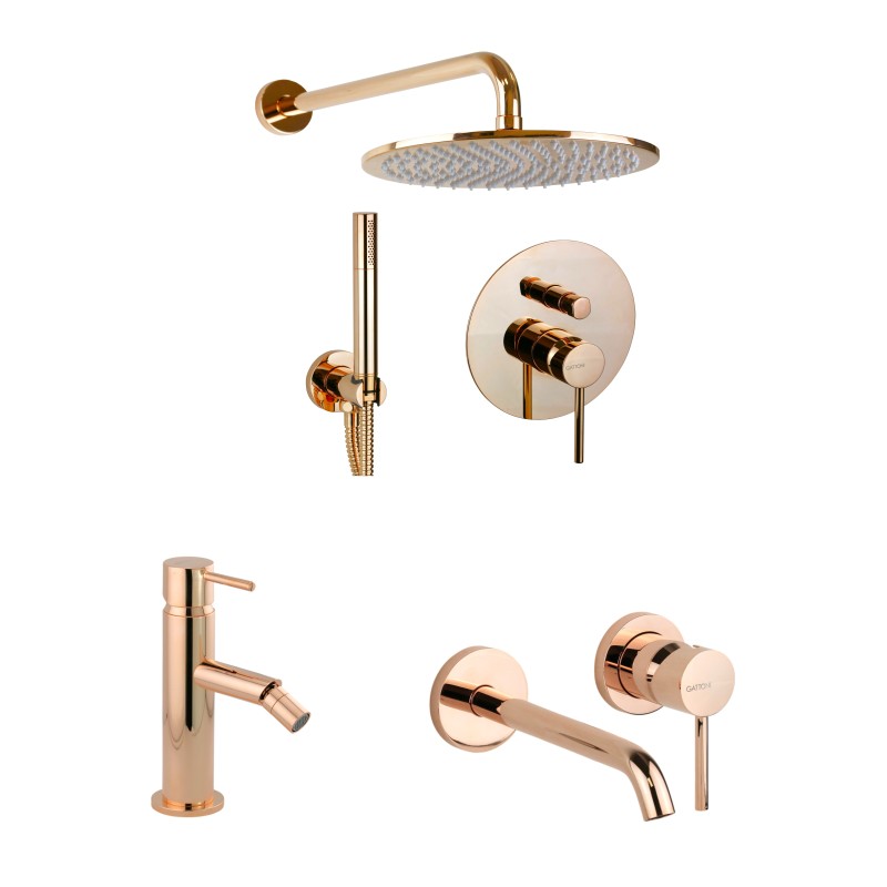 Complete bathroom kit in pink gold color Gattoni Easy KITEASYRS6