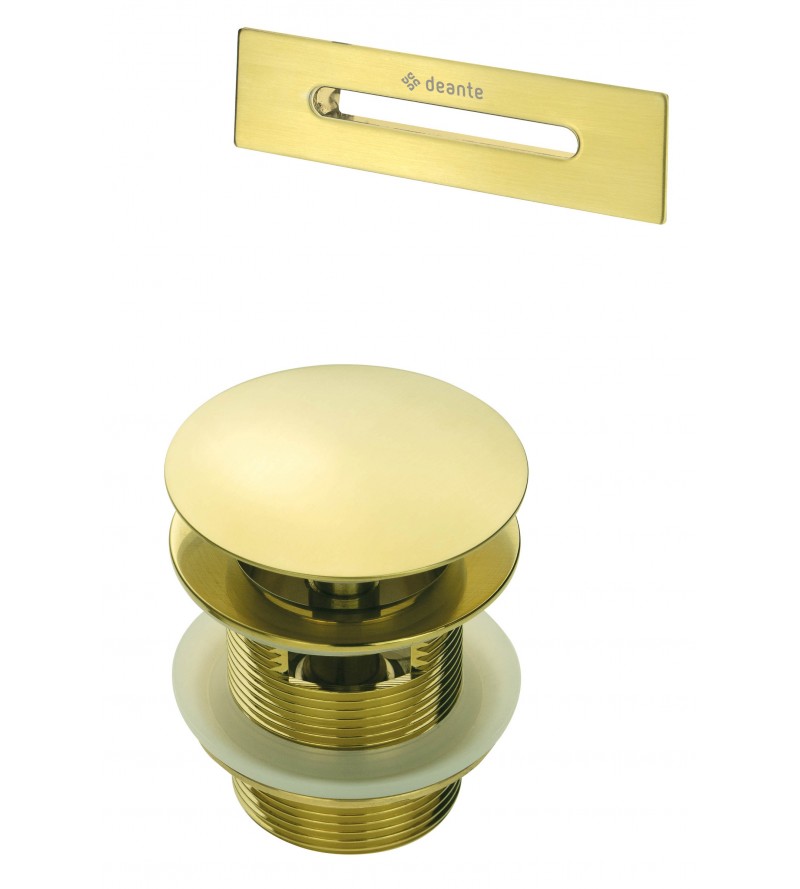Kit accessori per vasca piletta e tappo troppo pieno in colore oro spazzolato DEANTE KYY_R10B