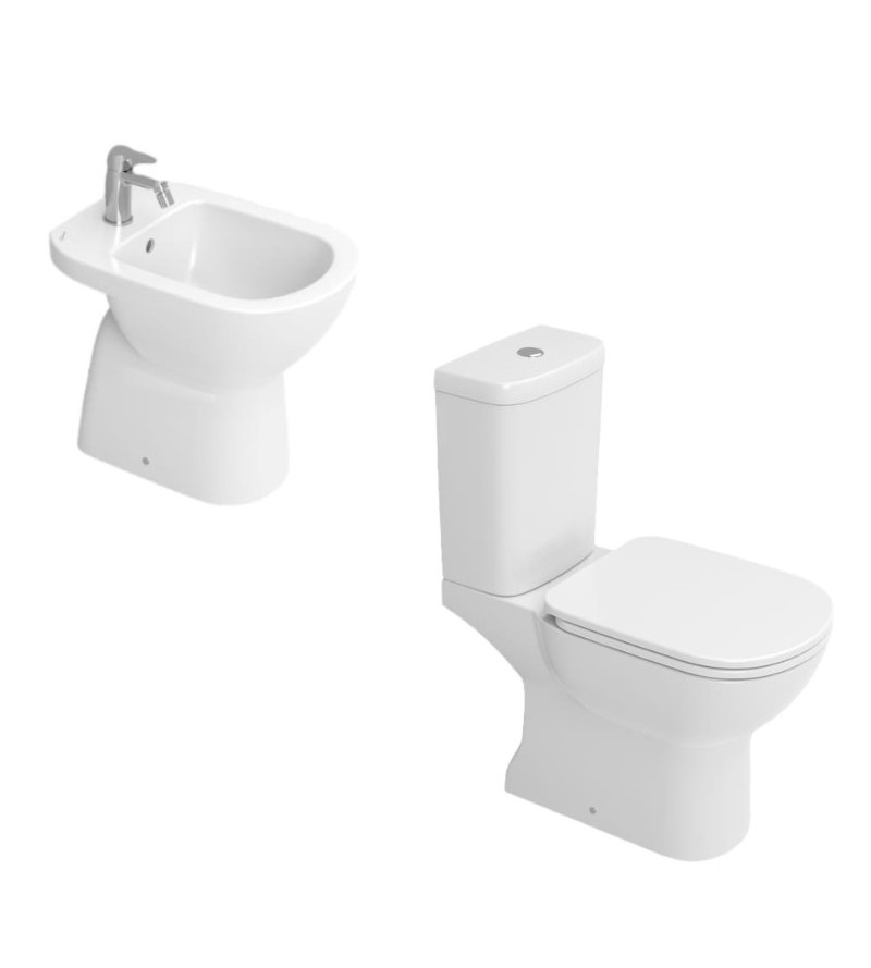 Kit WC monoblocco e bidet installazione a terra colore bianco Dolomite Gemma2 KITGEMMA23