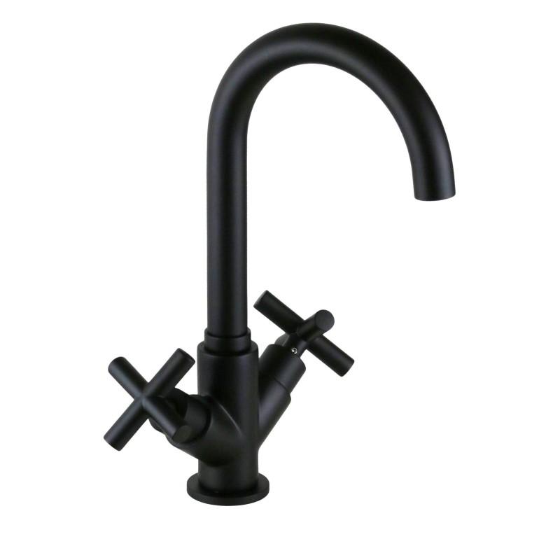 Single hole sink tap with double lever matt black Gattoni Taolos 1530015NO