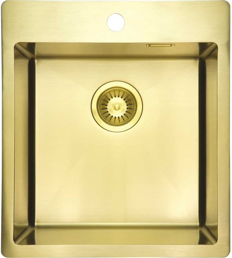 Fregadero de 1 cubeta en color oro cepillado 450 x 505 mm Deante Olfato precious ZPO_R10A