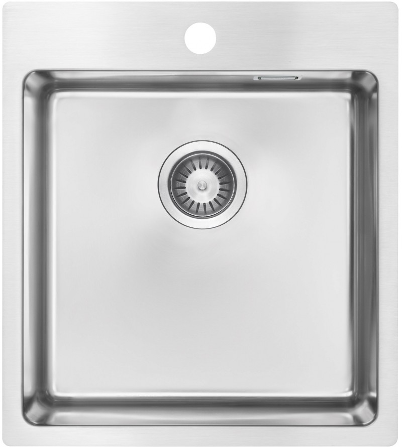 Single bowl brushed steel kitchen sink 450 x 505 Deante Olfato ZPO_010A