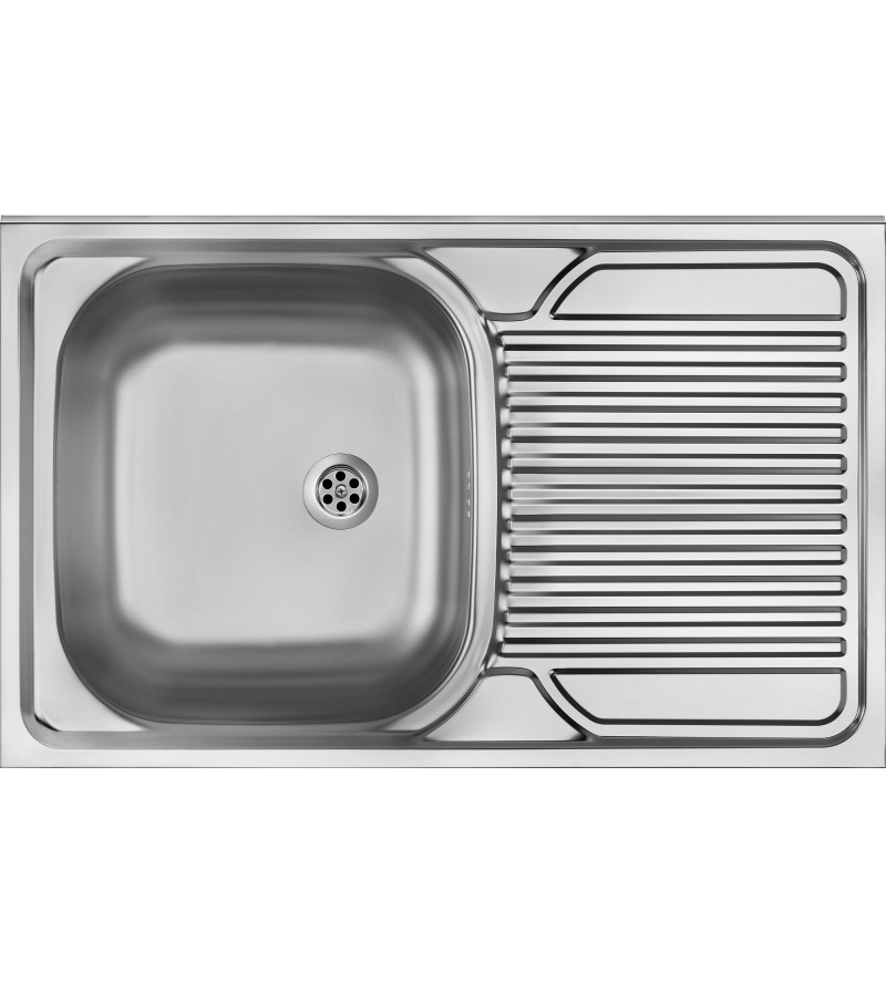 Single bowl steel kitchen sink with drainer on the right Deante Tango ZM5_011P